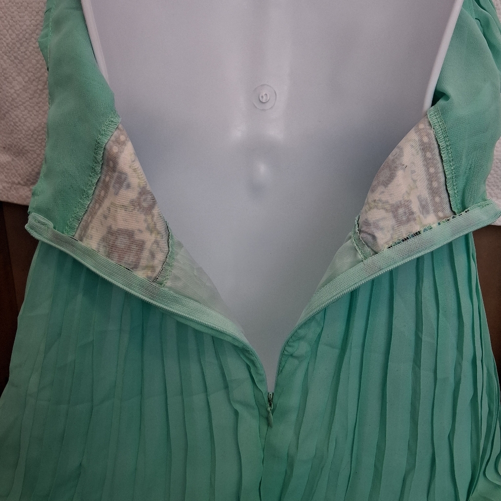 Elegant Aqua Halter Backless Prom Formal Bridal Summer Maxi Pastel Dress Small - Picture 11 of 13